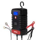 Redresor digital auto AMiO PRO Hook pentru acumulatori AGM GEL LiFePo4 LFP, MAX 8A, 12V/24V, cu afisaj digital, functie de mentinere si programe STD