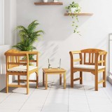 vidaXL Set de Mobilier cu pernă 2 pcs natural Lemn Solid de Acacia 3416313