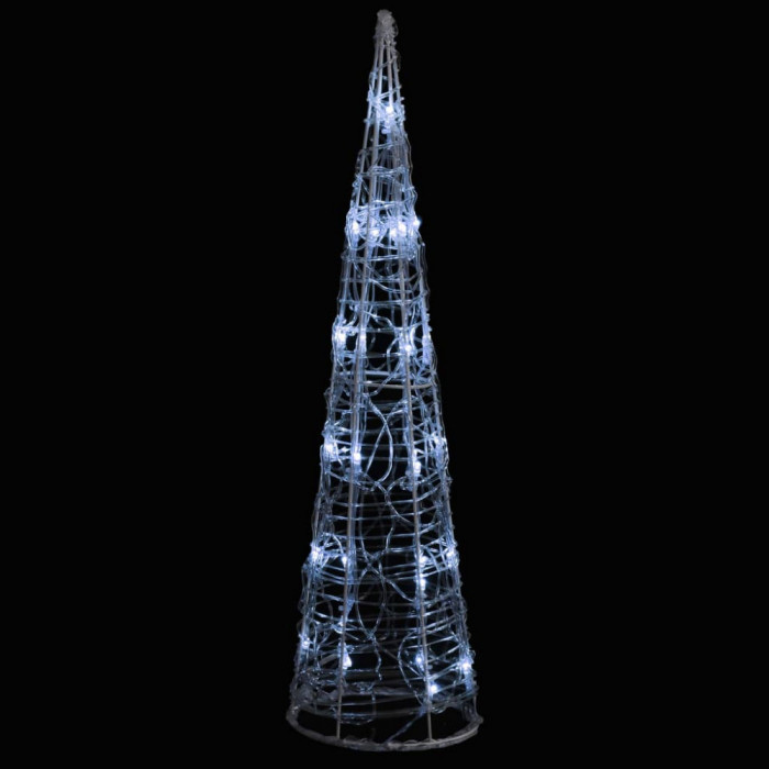 Piramidă decorativă con de lumini cu LED alb rece 60 cm acril