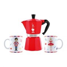 Set Espressor Bialetti Moka Express 6 cesti Rosu + 2 cani