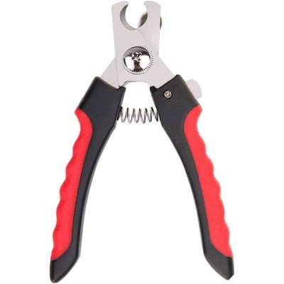 Cleste de unghii pentru animale de companie, cu incuietoare, lungime 12 cm, otel inoxidabil plastic, rosu negru foto