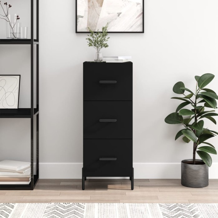 vidaXL Servantă, negru, 34,5x34x90 cm, lemn compozit