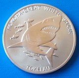 Tokelau 5 dollar 2015 UNC marele rechin alb 40mm, Australia si Oceania