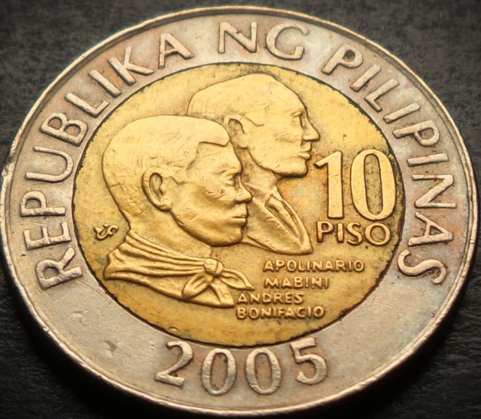 Moneda bimetal 10 PISO - FILIPINE, anul 2005 *cod 3763