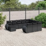 Cumpara ieftin Gossi set canapele de gradina cu perne, 11 piese, negru, poliratan