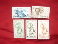 Serie mica Madagascar colonie fr. 1946 Motive locale , 5 val. sarn foto