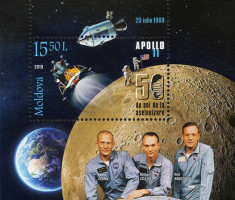 MOLDOVA 2019, Aniversari - 50 de ani Apollo 11, serie neuzata, MNH foto