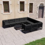 vidaXL Set mobilier grădină cu perne, 11 piese, lemn masiv de pin 3077053