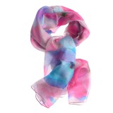Esarfa matase in nuante de roz si albastru 50 x 180 cm