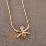 Cumpara ieftin Colier Armonia Rosa , placat aur 18K cu zirconia safir roz si rubin, Brazilia, stanta