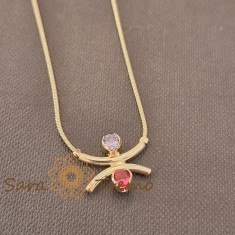Colier Armonia Rosa , placat aur 18K cu zirconia safir roz si rubin, Brazilia, stanta