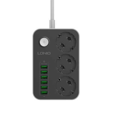 Prelungitor LDNIO SE3631, 3 prize, 6 X USB-A, 17W, 2m foto