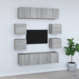 VidaXL Set dulap TV, 8 piese, gri sonoma, lemn prelucrat