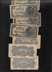 Rar! Indiile Olandeze Indonezia ocupatie japoneza 1/2 half gulden 1942 VG-F