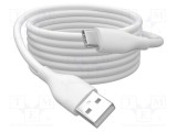 Cablu DIGITUS USB 2.0 USB A la USB C, 0,5m, alb, ecranat, 24AWG, 3A, 60W