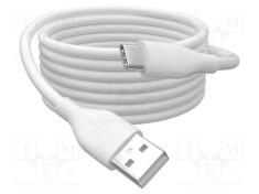 Cablu DIGITUS USB 2.0 USB A la USB C, 0,5m, alb, ecranat, 24AWG, 3A, 60W