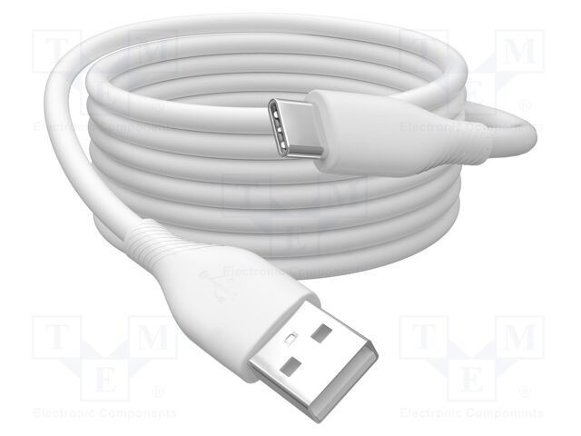 Cablu DIGITUS USB 2.0 USB A la USB C, 0,5m, alb, ecranat, 24AWG, 3A, 60W