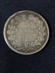 Franța 1837 B - 5 Franci - Monedă de argint #2