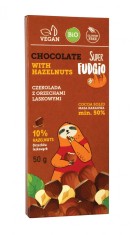 Ciocolata cu alune de padure, bio, 50g, Super Fudgio