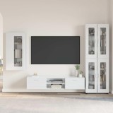Cumpara ieftin Set comoda TV FLORIN 3 buc. 150 x 39 x 30 cm Alb foarte lucios