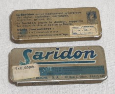 Cutie veche medicamente anii 1930, din tabla litografiata - SARIDON