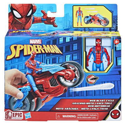 SPIDERMAN SET FIGURINA SI VEHICUL WEB BLAST CYCLE SuperHeroes ToysZone foto