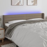 VidaXL Tăblie de pat cu LED, gri taupe, 183x16x78/88 cm, textil