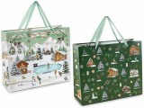 Set 2 plasute cadouri Craciun hartie multicolora cm 31,5 x 12 x 26 H
