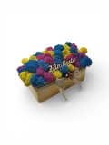 Aranjament decorativ cu licheni si mesaj motivational, tip jardiniera , personalizabil cromatic, in cutie de lemn ,cu licheni stabilizati