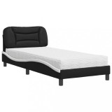 Cumpara ieftin Pat cu saltea, Hvar, negru si alb, 90x200 cm, piele ecologica