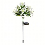 Cumpara ieftin Lampa solara alba 70 cm cu flori de crin si iluminare LED