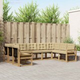 vidaXL Set de canapele de exterior cu pernă 9 pcs Alb și Bej 3389863