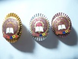 Set 3 Insigne Titlu - Fruntas in Intrecere ,h= 3,7 cm, Romania de la 1950