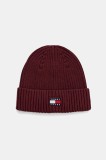 Tommy Jeans căciulă din bumbac culoarea bordo, AM0AM13669