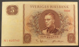 Cumpara ieftin Bancnota 5 COROANE / KRONUR - SUEDIA, anul 1956 * cod 29 B = A.UNC