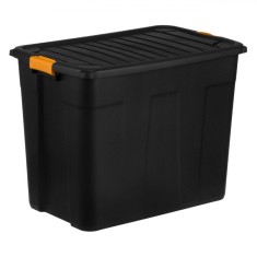 Cutie de Depozitare, Model cu Cleme, Capacitate 120L, Negru, Plastic Rezistent