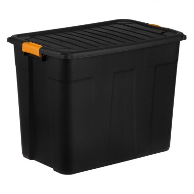 Cutie de Depozitare, Model cu Cleme, Capacitate 120L, Negru, Plastic Rezistent foto