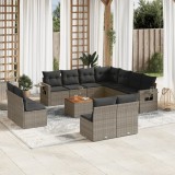 Gossi set canapea de gradina cu perne, 12 piese, gri, poliratan