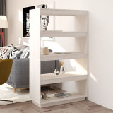 Bibliotecă/Separator cameră alb 80x35x135 cm, lemn masiv de pin, vidaXL