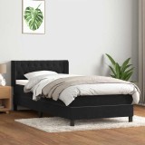vidaXL Pat box spring cu saltea, negru, 90x210 cm, catifea 3318353