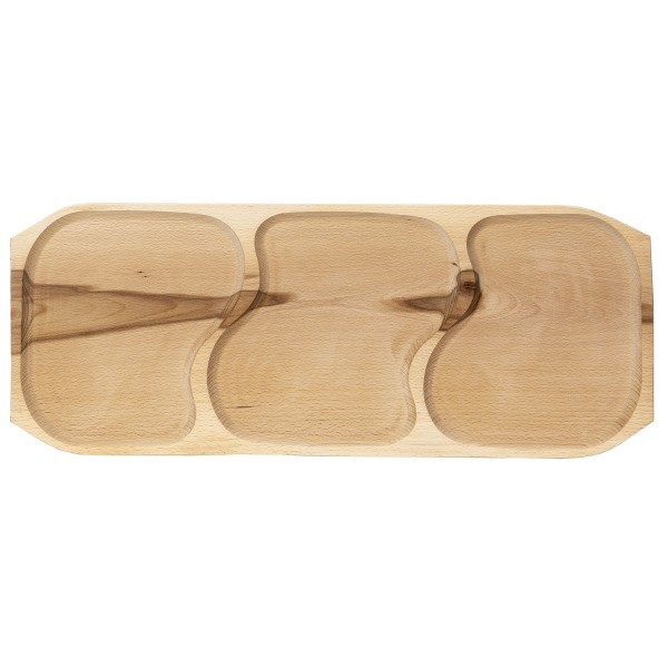 Platou lemn 3 compartimente 65x26x2.5cm Zilan EXT 10157