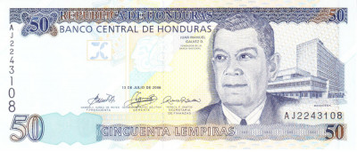 Bancnota Honduras 50 Lempiras 2006 - P94Aa UNC foto