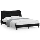 VidaXL Cadru de pat cu tăblie, negru, 140x200 cm, textil