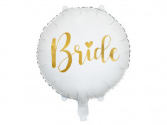 Balon folie metalizata inscriptionat Bride, Deco, Alb, 45cm foto