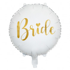 Balon folie metalizata inscriptionat Bride, Deco, Alb, 45cm