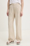 Hollister Co. pantaloni din in femei, culoarea bej, lat, high waist, KI356-5049