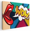 Tablou cu buze rosii pop art wow, roz 1365 Tablou canvas pe panza CU RAMA 60x80 cm