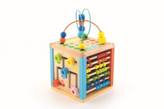 Cub educativ Trefl din lemn cu numaratoare, labirint si invatarea culorilor foto