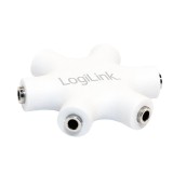 SPLITTER audio LOGILINK, 6 x 3.5&quot; jack, stereo, plastic, cablu 20cm, conectare la 1 device audio si split semnal la 5 casti, &quot;CA1088&quot; (timbru verde 0.