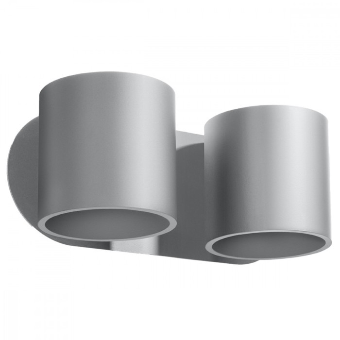 Lampi De Perete Orbis Gri Aluminiu 2 Becuri Cilindrice Moderne De Interior